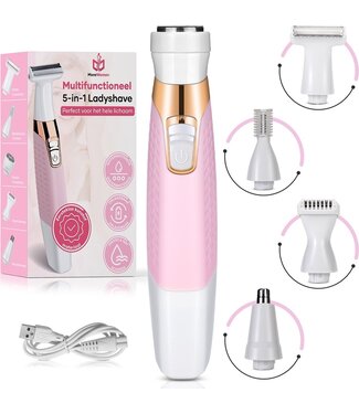 MoreWomen MoreWomen® 5-in-1 - Damenrasierer - Damenrasierer für Frauen - Augenbrauentrimmer - Rasierer Frau