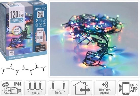 Prog günstig Kaufen-LED-Leuchten mit App-Steuerung - 120 LEDs - 12 Meter - mehrfarbig. LED-Leuchten mit App-Steuerung - 120 LEDs - 12 Meter - mehrfarbig <![CDATA[LED-Weihnachtsbeleuchtung mit praktischer App-Steuerung für Ihr Handy. Mit der App können Sie verschiedene Prog