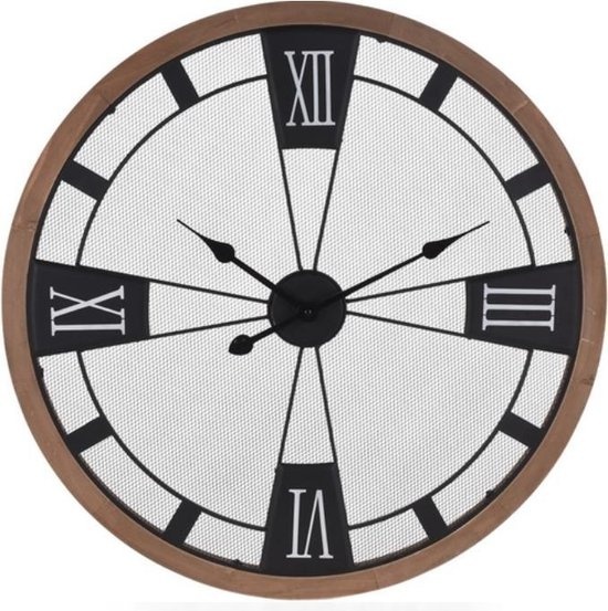 Wanduhr günstig Kaufen-Wanduhr Retro D70 cm. Wanduhr Retro D70 cm <![CDATA[Diese hübsche Wanduhr ist aus Metall und Holz gefertigt. Die durchbrochene Struktur ermöglicht den Blick auf die Wand. Die römischen Ziffern aus Metall zeigen die Stunden an. Diese große Uhr hat eine