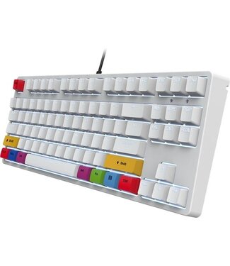 HxSJ HXSJ L600 kabelgebundene mechanische Gaming-Tastatur - DIY PBT Keycaps - TKL - QWERTY - 87 Tasten - Roter Schalter - Weiß