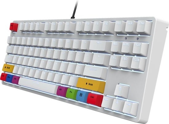 APS C günstig Kaufen-HXSJ L600 kabelgebundene mechanische Gaming-Tastatur - DIY PBT Keycaps - TKL - QWERTY - 87 Tasten - Roter Schalter - Weiß. HXSJ L600 kabelgebundene mechanische Gaming-Tastatur - DIY PBT Keycaps - TKL - QWERTY - 87 Tasten - Roter Schalter - Weiß 