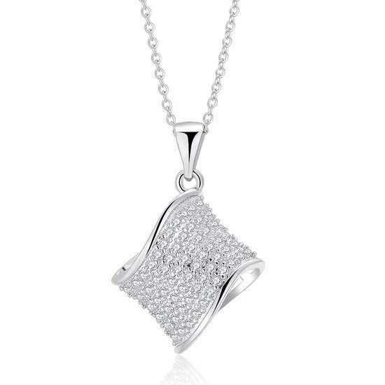 Damen Geschenk günstig Kaufen-Yolora Elegance Halskette mit Anhänger und Kalpa Camaka Kristallen - Silber - 18K Weißgold vergoldet - Damenhalskette Silber - Halskette - Schmuck - Luxus Geschenkbox - Geschenkbox - Geschenkbox - Schöne Geschenkverpackung. Yolora Elegance 