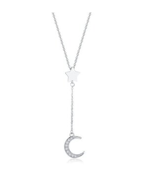 Yolora Elegance Yolora Elegance Halskette mit Mond-Anhänger und Kalpa Camaka Kristallen - Silber - 18K Weißgold vergoldet - Damenhalskette Silber - Halskette - Schmuck - Luxus Geschenkbox - Geschenkbox - Geschenkbox - Schöne Geschenkverpackung