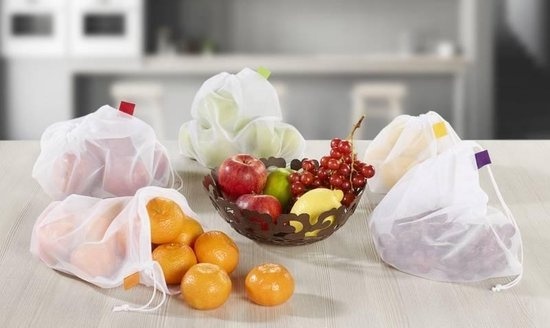 die Tasche günstig Kaufen-Obst- und Gemüsenetze mit Aufbewahrungstasche 6 Stück. Obst- und Gemüsenetze mit Aufbewahrungstasche 6 Stück <![CDATA[Diese langlebigen, leichten und luftigen Obst- und Gemüsenetze bieten eine nachhaltige und bewusste Alternative zu E