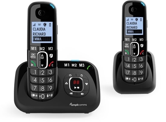 Drahtloses günstig Kaufen-Amplicomms BT1582 drahtloses Duo-Haustelefon für das Festnetz - Blockieren unerwünschter Anrufer - 3 Direktspeichertasten - Freisprechen. Amplicomms BT1582 drahtloses Duo-Haustelefon für das Festnetz - Blockieren unerwünschter Anrufer 