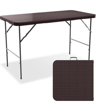 LifeGoods LifeGoods Klapptisch - Zusammenklappbarer Tisch - 120 cm - Verstellbarer Klapptisch - Campingtisch - 4 Personen - Braun