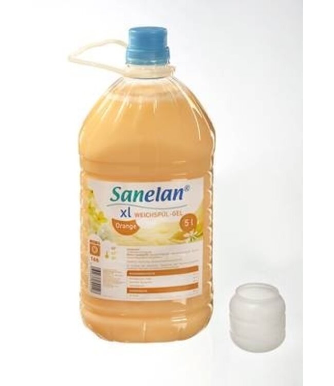 Weichspüler-Gel, 5 Liter, inkl. Ablasshahn und Dosierbecher orange