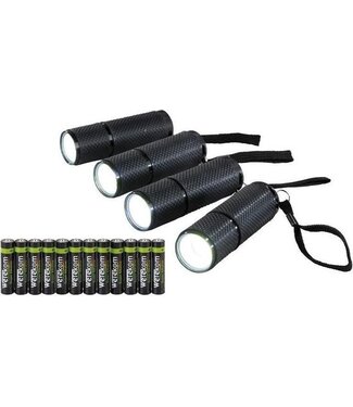 Generic Taschenlampen-Set schwarz 100lumen inkl. Batterien 4 Stück