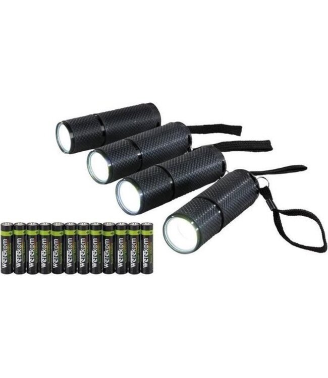 Taschenlampen-Set schwarz 100lumen inkl. Batterien 4 Stück