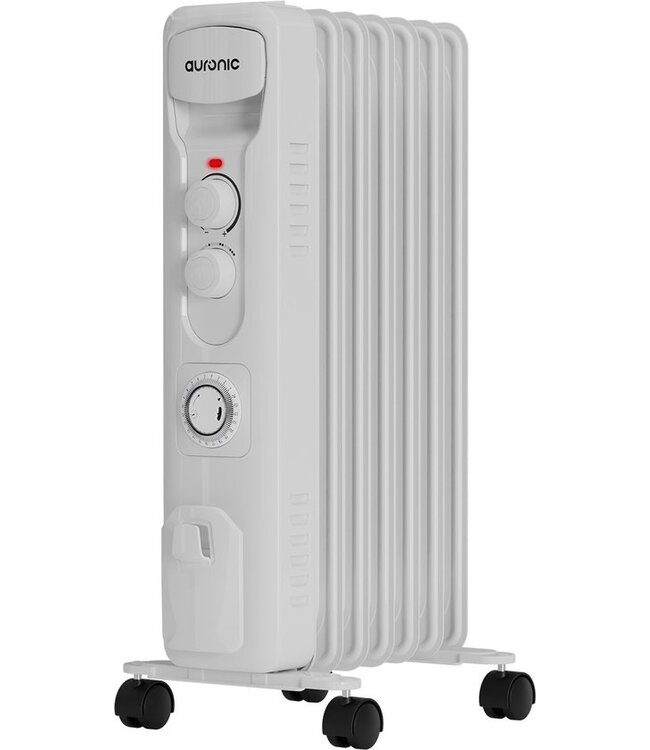 Auronic Ölradiator - Elektrischer Heizkörper - Thermostat - Timer - 3 Stufen - bis zu 1500W - Weiß