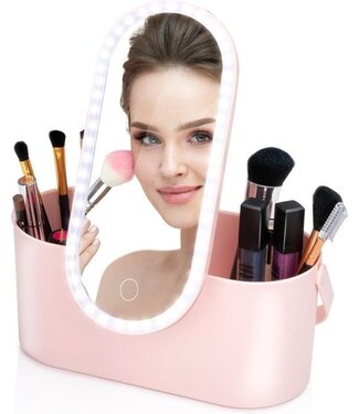 Touch Of Beauty Touch Of Beauty Make Up Organizer mit LED-Spiegel - Travel Beautycase - 24.1 x 10.4 x 11.7CM - Einstellbare LED-Beleuchtung - Inkl. USB-Ladekabel - Kunststoff - Pink