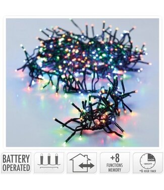 Cheqo Cluster-Beleuchtung 192 led - Weihnachtsbeleuchtung - 1,4m - mehrfarbig - Batterie - Lichtfunktionen - Memory - Timer
