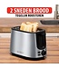 alpina Toaster - 7 Bräunungsstufen - Auftaufunktion - Rutschfeste Füße - Zwei Brotschlitze und Toastereinsatz - Farbe Silber