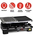 alpina Elektrogrill WJ-K202A - Tischgrill Elektrisch 1200W - Raclette 8 Personen mit 2 Lagen - mit 8 Pfannen und 8 Spachteln - Antihaftbeschichtung - 3-in-1 Pfannen, Backblech und Steingrill - Schwarz