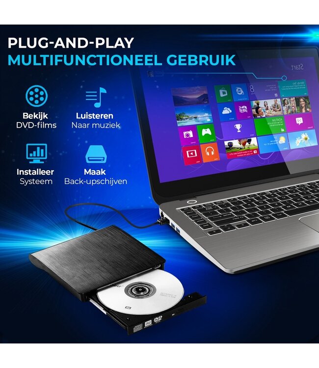 BWare PuroTech® Externer DVD/CD Player Brenner USB 3.0 Anschluss Plug & Play Laptop