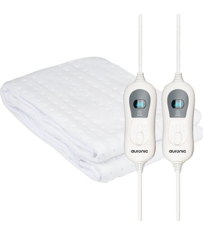 Auronic Electric Blanket - 2 Personen - 160x140cm - mit Eckgummis und 2 Reglern - Weiß