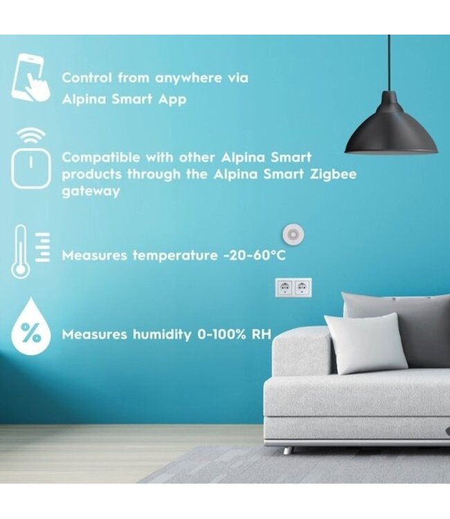 Alpina alpina Smart Home Slimme Klimaat en Luchtvochtigheidsmeter