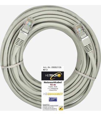 Heitech Heitech Cat5e, 15m Netzwerkkabel Beige