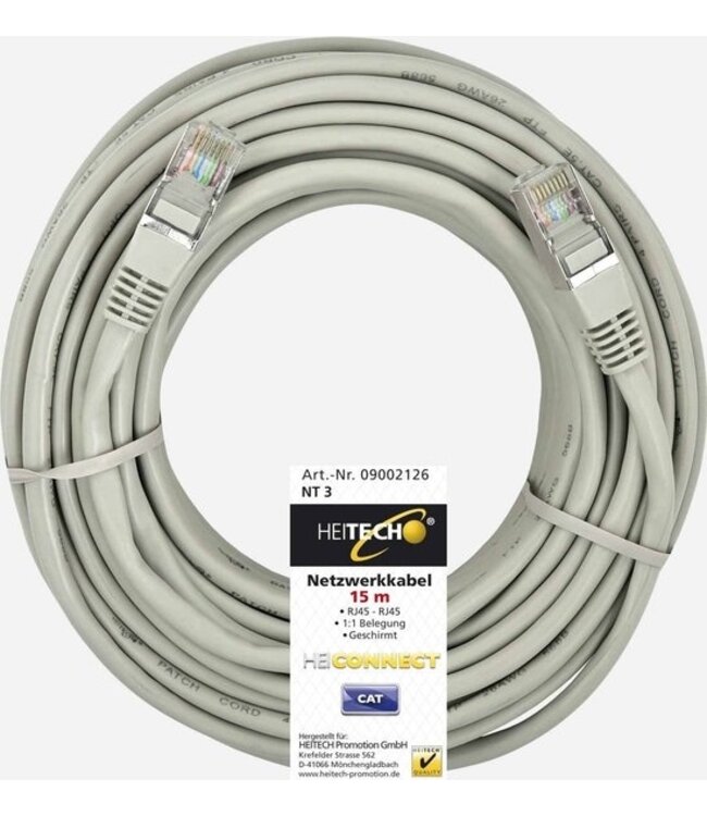 Heitech Cat5e, 15m Netzwerkkabel Beige