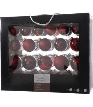 Ksd Decoris | Weihnachtskugel-Set | Glas | Oxblood | 42 Stück