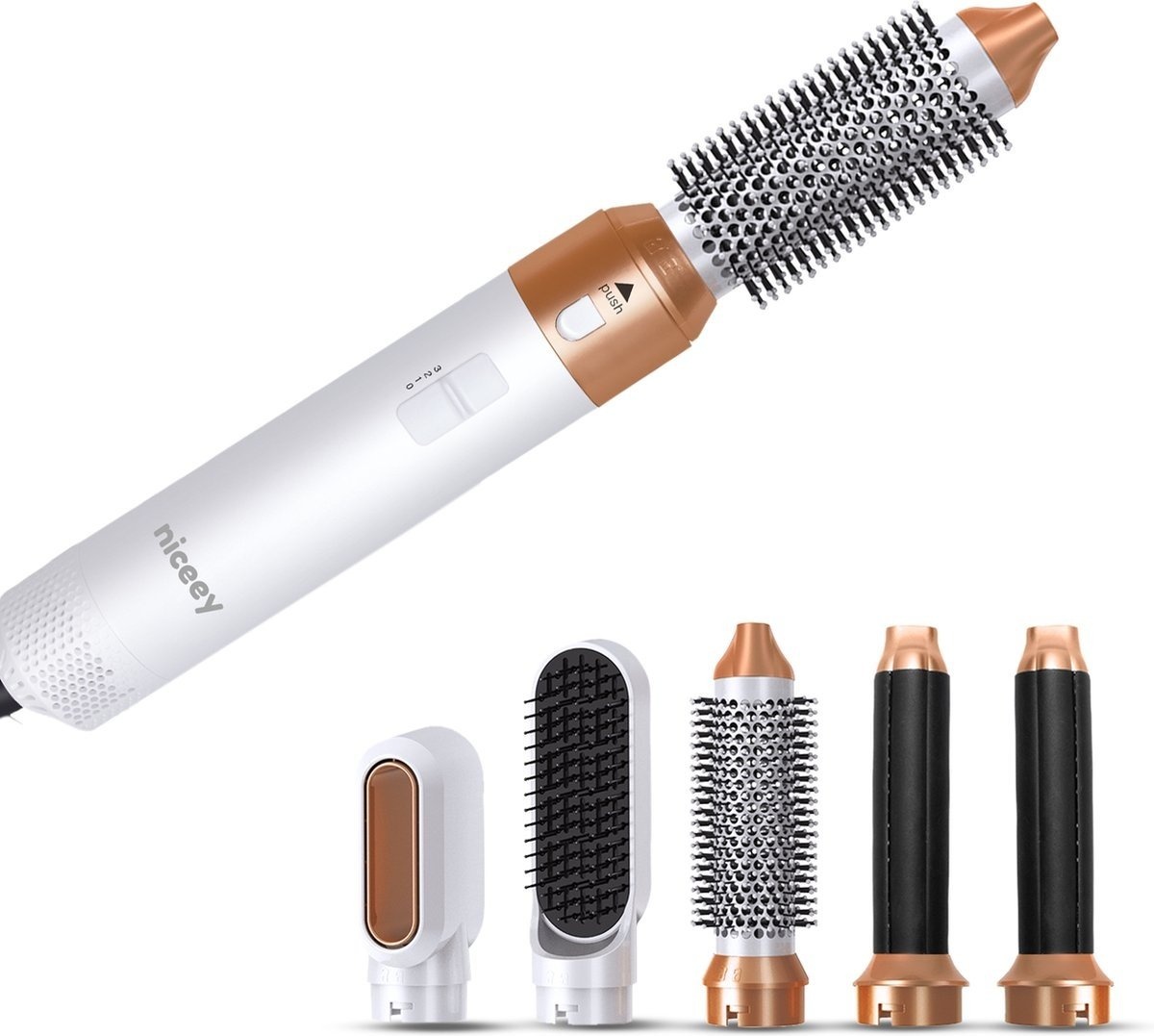 Hygiene günstig Kaufen-Niceey 5-in-1 Haarbürste - Multistyler - Lockenbürste - Weiß. Niceey 5-in-1 Haarbürste - Multistyler - Lockenbürste - Weiß <![CDATA[Dieses Produkt ist neu und wurde gründlich auf Hygiene geprüft. Nicht zufrieden? Geld zurü