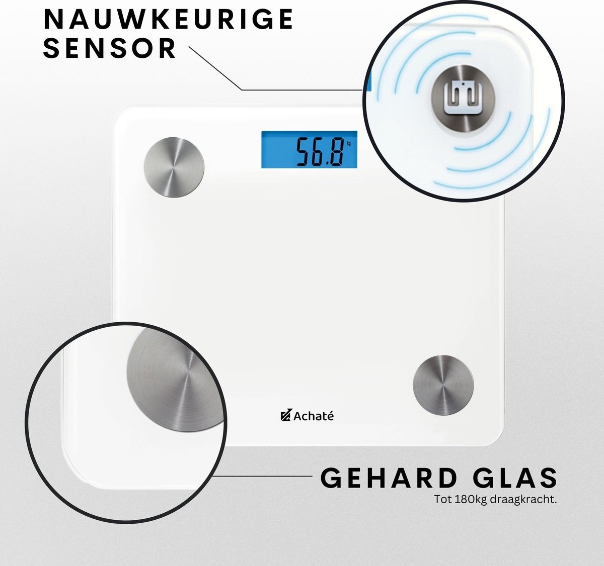 8720387242450 - Smart Scale mit App - 12 Körperanalysen - Intelligente Personenwaage - 8 Benutzer - inkl Batterie - Weiß 8720387242450 - Smart Scale mit App - 12 Körperanalysen - Intelligente Personenwaage - 8 Benutzer - inkl Batterie - Weiß
