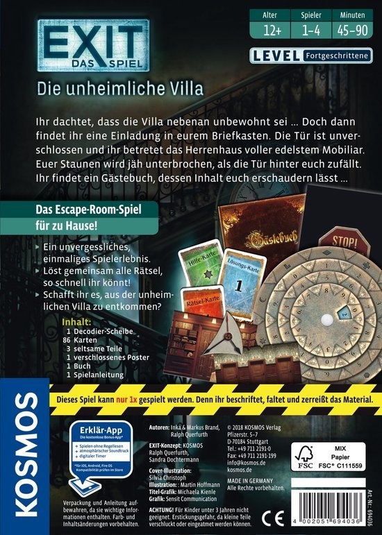 PACK 5  günstig Kaufen-Kosmos 694036 Brettspiel Brettspiel Deduktion. Kosmos 694036 Brettspiel Brettspiel Deduktion <![CDATA[Kosmos 694036. Genre: Deduktion, Zielgruppe: Kinder & Erwachsene, Spielzeit (min): 45 min. Verpackungsbreite: 130 mm, Verpackungstiefe: 180 mm, Verpackun