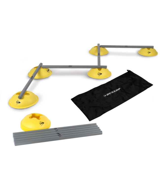 Dunlop Fitness Set Hürden - 16-teilig - zum Training von Kondition, Koordination, Schnelligkeit und Beweglichkeit - mit Aufbewahrungstasche