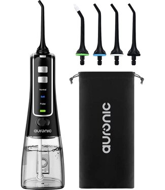 Auronic Auronic Water Flosser - Elektrisch - Munddusche Zahnzwischenräume - 3 Stufen - 4 Düsen - 300 ml - Schwarz