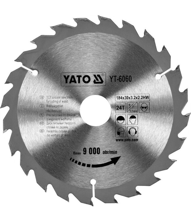 YATO Kreissägeblatt Ø184 mm - 24 T - Innendurchmesser 30 mm