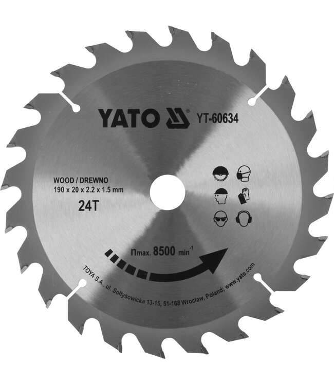 YATO Kreissägeblatt - 24T - Durchmesser 20mm - Umfang 190mm