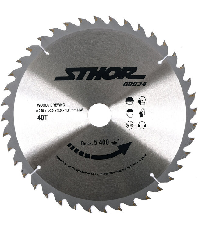 STHOR Kreissägeblatt - 40T - Durchmesser 30mm - Umfang 250mm