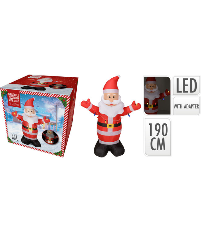 Aufblasbarer Weihnachtsmann - mit farbigen Lichtern - 190 cm