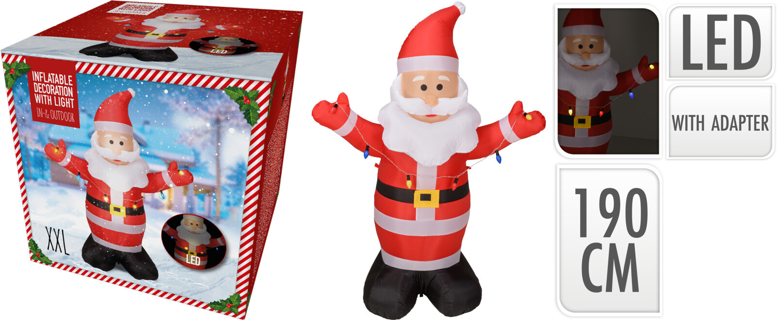 Big Man günstig Kaufen-Aufblasbarer Weihnachtsmann - mit farbigen Lichtern - 190 cm. Aufblasbarer Weihnachtsmann - mit farbigen Lichtern - 190 cm <![CDATA[Möchten Sie Ihr Zuhause für die Feiertage mit stimmungsvollen Weihnachtsaccessoires schmücken? Dann darf dieser aufblasb