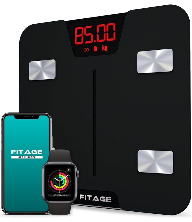 FITAGE Smart Scale mit 17-facher Körperanalyse - FITAGE App - Schwarz