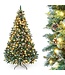 Yorbay Künstlicher Weihnachtsbaum verschneit mit LED-Lichtern und Tannenzapfen - 210cm