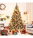 Yorbay Künstlicher Weihnachtsbaum verschneit mit LED-Lichtern und Tannenzapfen - 210cm