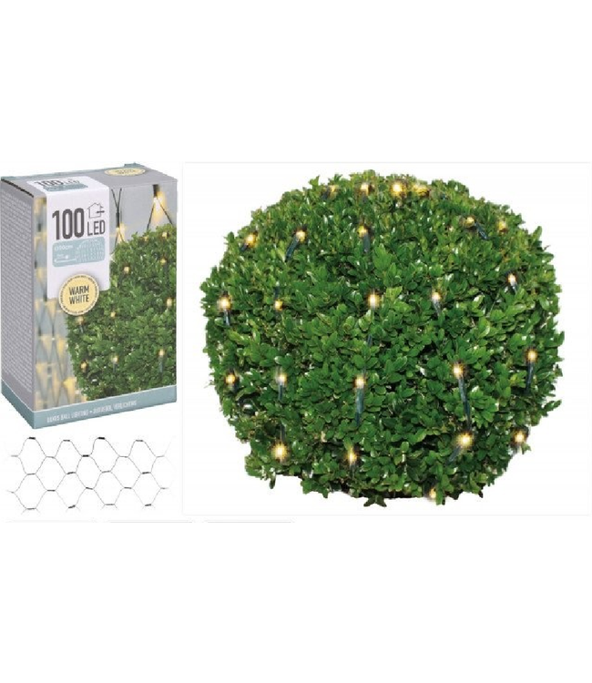 Buchsbaum-Kugelnetz 100 LED Warm-Weiß Ø 90cm - Strauch