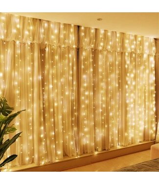 Giftmas Giftmas LED-Lichtvorhang - Weihnachtsbeleuchtung für draußen & drinnen - Inklusive Fernbedienung - 300 LEDs - 3x3m