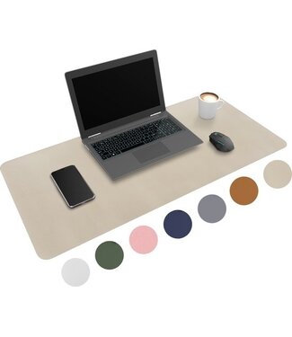 Wurk WURK Professionelle Schreibtischunterlage Kunstleder - Schreibtisch-Organizer - Inklusive Kabelclip - Beige - 80x40