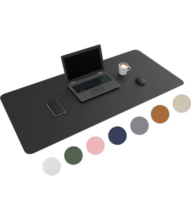 WURK Professional Schreibtischunterlage Kunstleder - Schreibtisch-Organizer - Schreibtischzubehör - Mauspad XXL- Inklusive Kabelclip - 120x60 - Schwarz