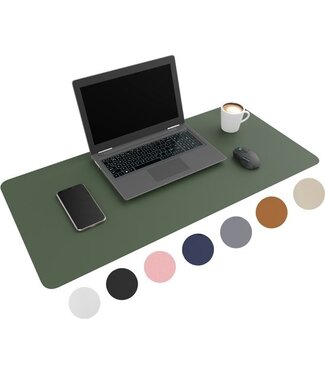 Wurk WURK Professionelle Schreibtischunterlage aus Kunstleder - Schreibtischorganisation - Schreibtischzubehör - Mauspad XXL- Inklusive Kabelclip - 80x40 - Grün