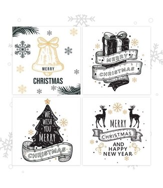 Giftmas Giftmas Weihnachtskarten - Grußkarten - 52 Stück - Mit Umschlägen und Aufklebern - 10x10cm