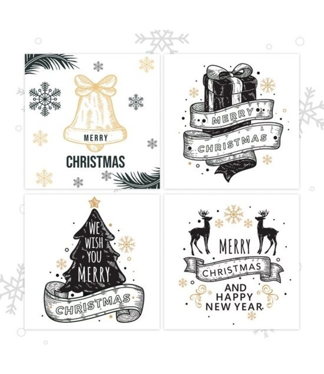 Giftmas Weihnachtskarten - Grußkarten - 52 Stück - Mit Umschlägen und Aufklebern - 10x10cm