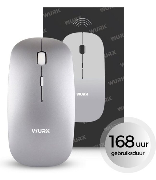 Wurk Kabellose Maus – Wiederaufladbar – Bluetooth 4.0 – 2.4GHz – USB – Kabellos – Computermaus – Laptop – PC – Silber