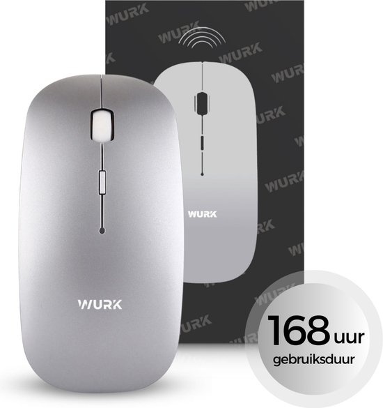 PC Maus günstig Kaufen-Wurk Kabellose Maus – Wiederaufladbar – Bluetooth 4.0 – 2.4GHz – USB – Kabellos – Computermaus – Laptop – PC – Silber. Wurk Kabellose Maus – Wiederaufladbar – Bluetooth 4.0  