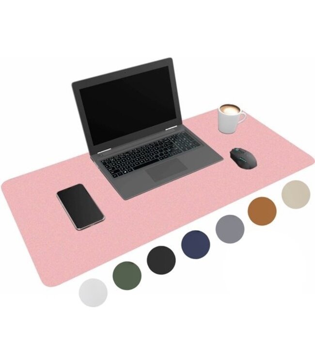 WURK Professionelle Schreibtischunterlage aus Kunstleder - Schreibtischorganisation - Schreibtischzubehör - Mauspad XXL- Inklusive Kabelclip - 80x40 - Pink