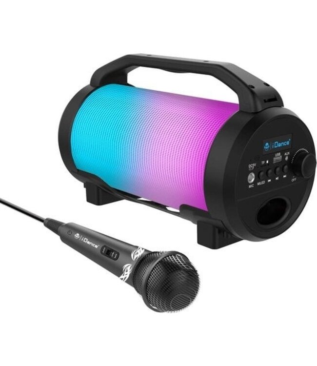 iDance CYCLONE400BK Karaoke Set - Bluetooth Party Lautsprecher mit Disco LED Beleuchtung - Inklusive Mikrofon