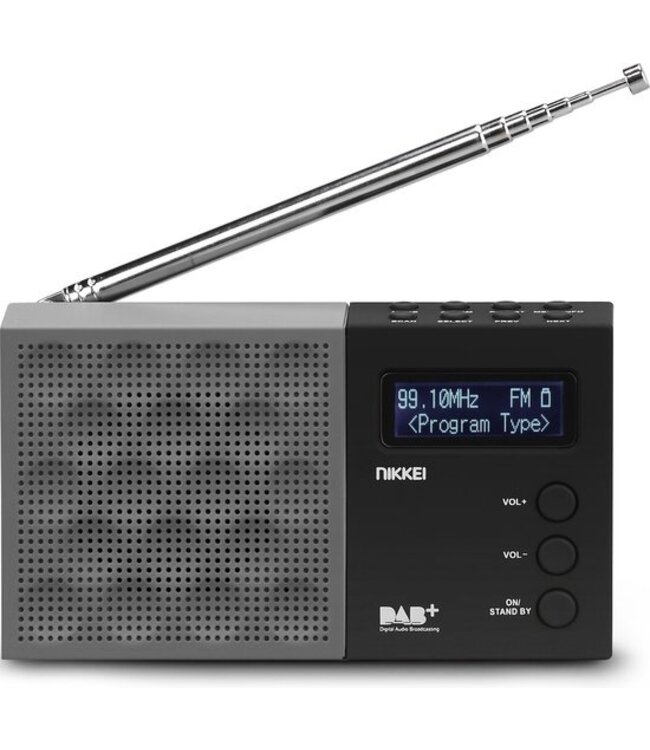 Nikkei NDB30BK Tragbares DAB+ Radio - Weckerradio - Kabellos - Schwarz/Grau