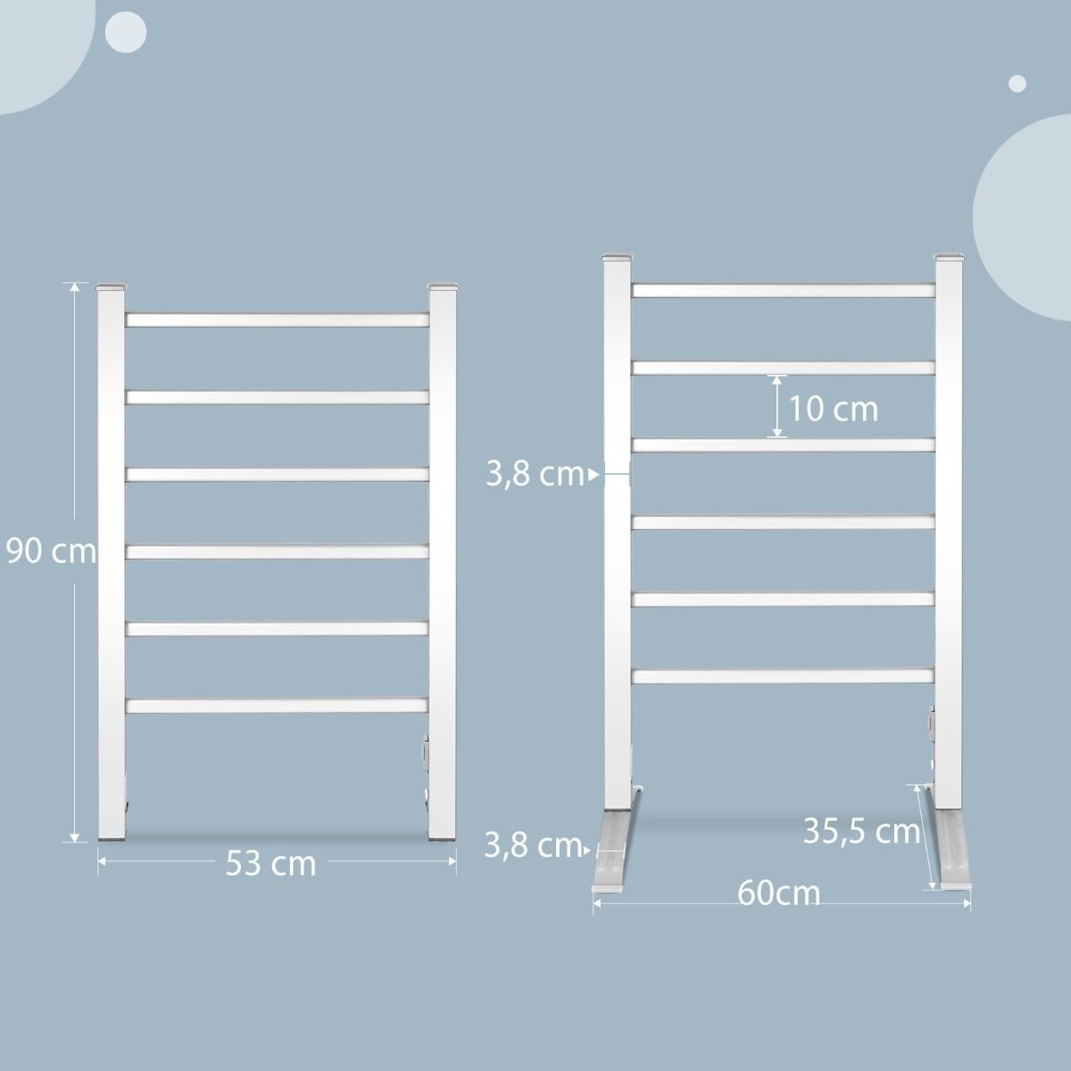 0661706102858 - Costway - Handtuchheizkoerper elektrischer Handtuchwaermer 2 in 1 Handtuchhalter mit 6 Stangen Aluminiumrahmen Handtuchtrockner Badheizkoerper